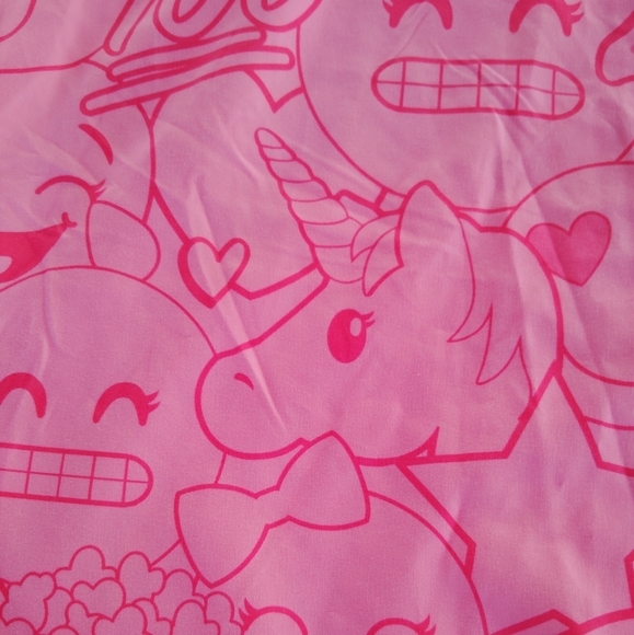 Girl's Justice Pink Emoji Twin Flat Bed Sheet LOL Unicorn Puppy Dog Smile Faces - Picture 4 of 10
